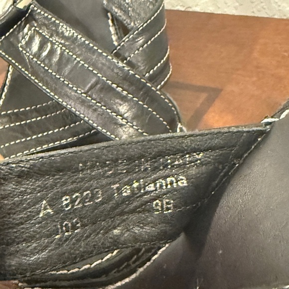 Coach Black Leather Wedge Sandals - Picture 4 of 8